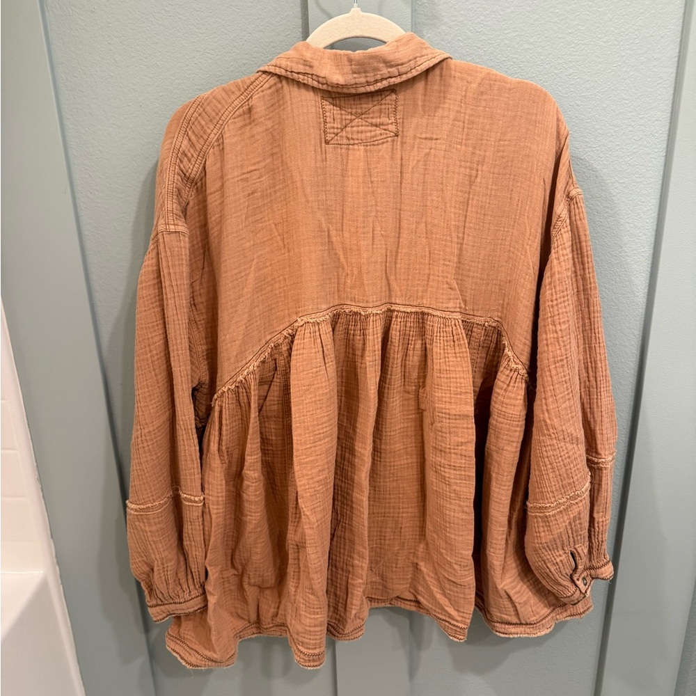 Free People The Button-Up Shirt in Peach - Picture 2 of 2